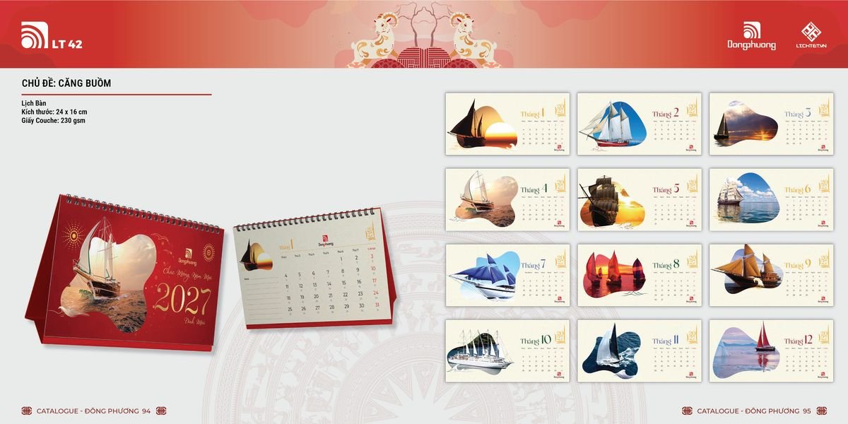 Lịch Bloc ĐP 2027 DP46 Xưởng In Ép Kim Nhũ Vàng Tận Gốc
