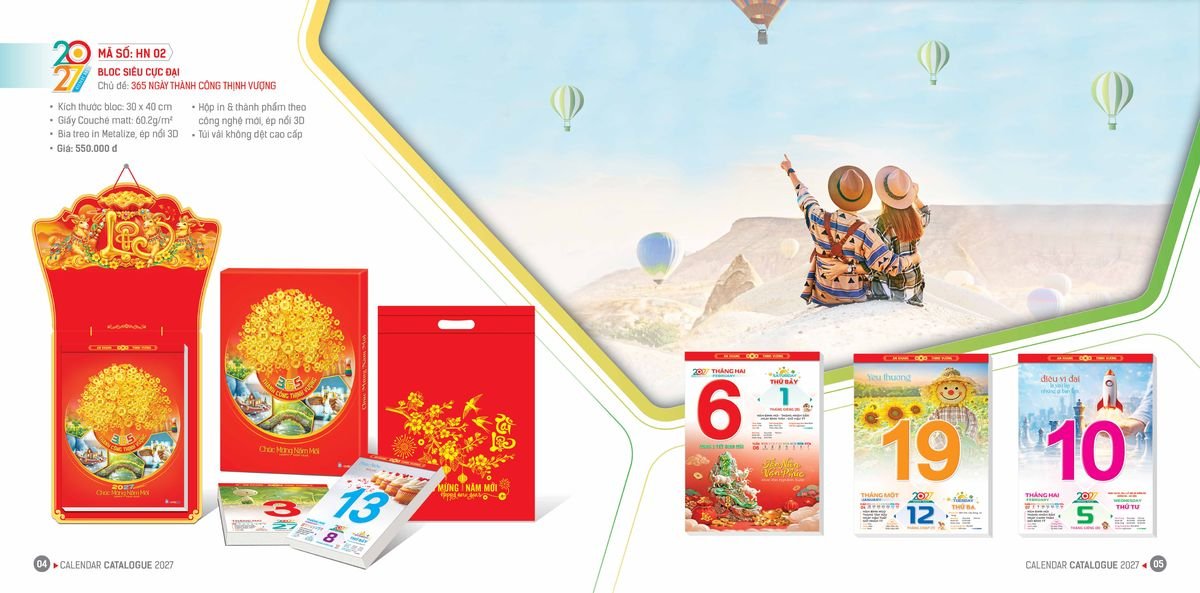 Lịch Bloc Hoa Niên 2027 ĐP DPHN01 Xưởng In Ép Kim Nhũ Vàng Tận Gốc