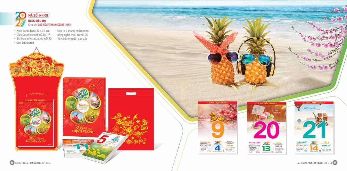 Lịch Bloc Hoa Niên 2027 ĐP DPHN07 Xưởng In Ép Kim Nhũ Vàng Tận Gốc