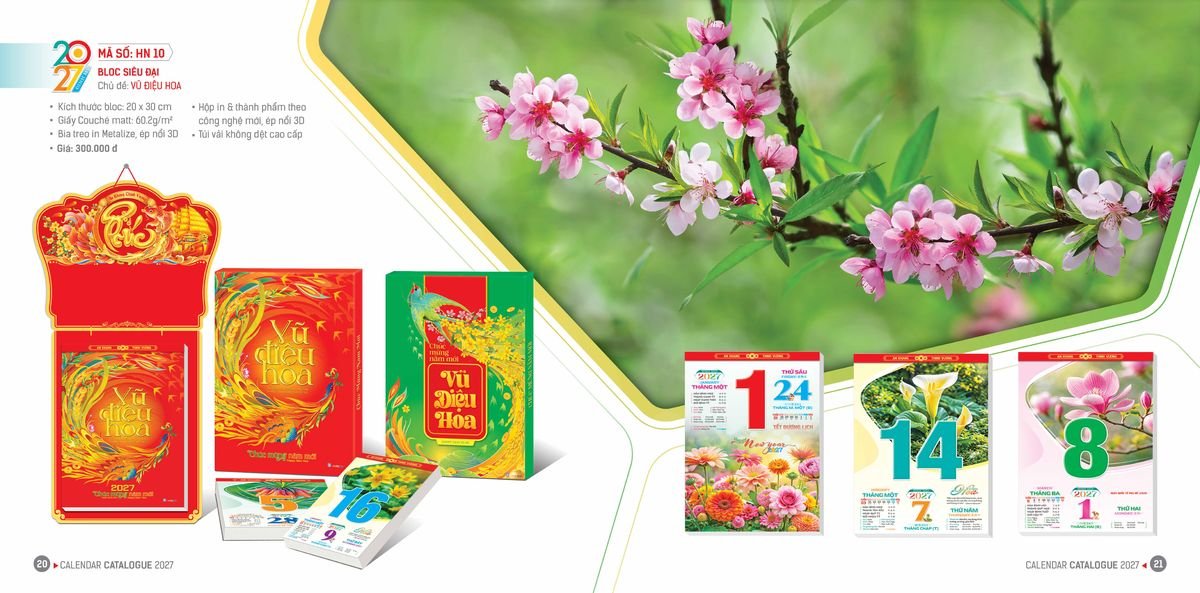 Lịch Bloc Hoa Niên 2027 ĐP DPHN09 Xưởng In Ép Kim Nhũ Vàng Tận Gốc