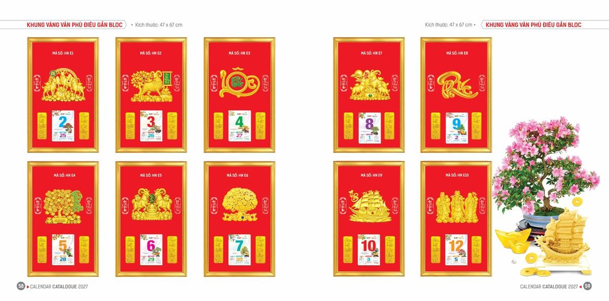 Lịch Bloc Hoa Niên 2027 ĐP DPHN28 Xưởng In Ép Kim Nhũ Vàng Tận Gốc