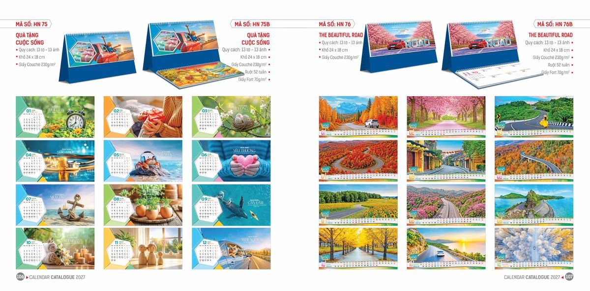 Lịch Bloc Hoa Niên 2027 ĐP DPHN52 Xưởng In Ép Kim Nhũ Vàng Tận Gốc