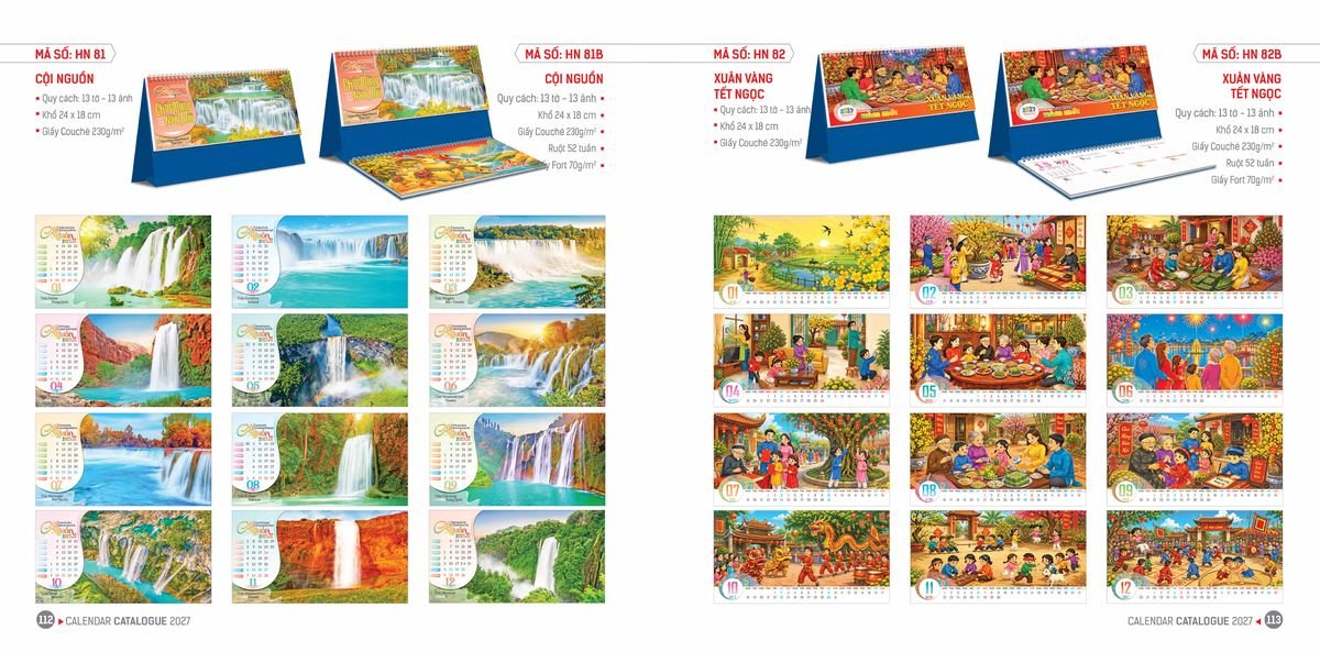 Lịch Bloc Hoa Niên 2027 ĐP DPHN55 Xưởng In Ép Kim Nhũ Vàng Tận Gốc