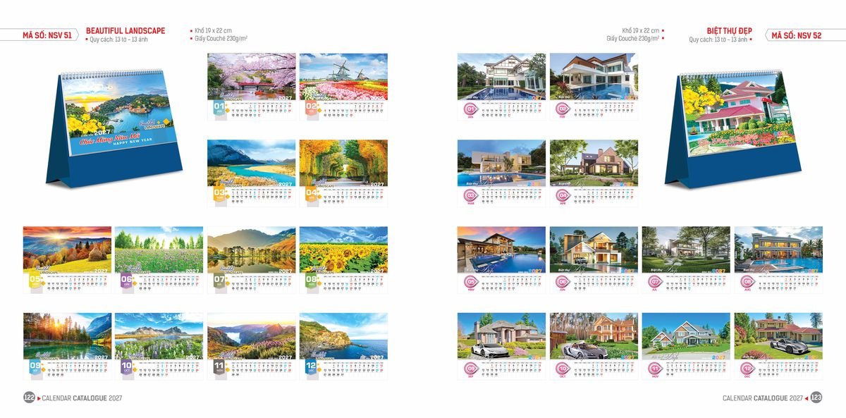 Lịch Bloc Hoa Niên 2027 ĐP DPHN60 Xưởng In Ép Kim Nhũ Vàng Tận Gốc