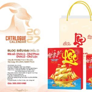 Lịch Bloc Siêu Đại 2027 DVA Mẫu DVA12 (20 x 30cm) Xưởng In Ép Kim Nhũ Vàng Tận Gốc in logo doanh nghiệp quà tặng Tết tại Xưởng Quà Tặng Quang Vũ