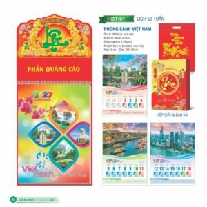 Lịch 52 Tuần 2027 HBT Mẫu HBT01 (31 x 42cm) Xưởng In Ép Kim Nhũ Vàng Tận Gốc in logo doanh nghiệp quà tặng Tết tại Xưởng Quà Tặng Quang Vũ