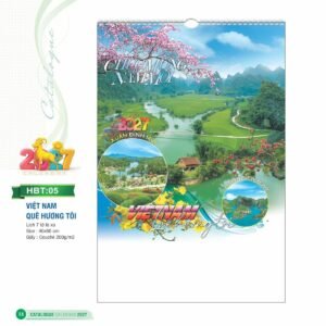 Lịch Treo Tường Lò Xo 2027 HBT Mẫu HBT05 (40 x 60cm) Xưởng In Ép Kim Nhũ Vàng Tận Gốc in logo doanh nghiệp quà tặng Tết tại Xưởng Quà Tặng Quang Vũ