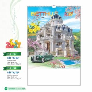 Lịch Treo Tường Lò Xo 2027 HBT Mẫu HBT08 (40 x 60cm) Xưởng In Ép Kim Nhũ Vàng Tận Gốc in logo doanh nghiệp quà tặng Tết tại Xưởng Quà Tặng Quang Vũ