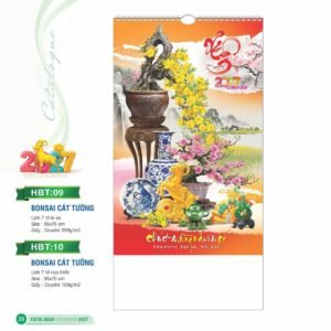 Lịch Treo Tường Lò Xo 2027 HBT Mẫu HBT09 (36 x 70cm) Xưởng In Ép Kim Nhũ Vàng Tận Gốc in logo doanh nghiệp quà tặng Tết tại Xưởng Quà Tặng Quang Vũ