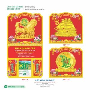 Lịch Treo Tường Lò Xo 2027 HBT Mẫu HBT118 (37 x 68cm) Xưởng In Ép Kim Nhũ Vàng Tận Gốc in logo doanh nghiệp quà tặng Tết tại Xưởng Quà Tặng Quang Vũ