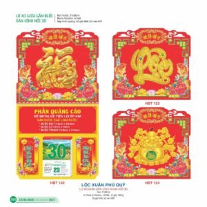 Lịch Treo Tường Lò Xo 2027 HBT Mẫu HBT123 (37 x 68cm) Xưởng In Ép Kim Nhũ Vàng Tận Gốc in logo doanh nghiệp quà tặng Tết tại Xưởng Quà Tặng Quang Vũ