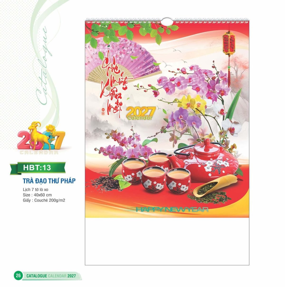 Lịch Treo Tường Lò Xo 2027 HBT Mẫu HBT13 (40 x 60cm) Xưởng In Ép Kim Nhũ Vàng Tận Gốc Lịch Treo Tường Lò Xo 2027 HBT Mẫu HBT13 (40 x 60cm) Xưởng In Ép Kim Nhũ Vàng Tận Gốc in logo doanh nghiệp quà tặng Tết tại Xưởng Quà Tặng Quang Vũ