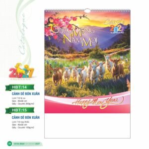 Lịch Treo Tường Lò Xo 2027 HBT Mẫu HBT14 (40 x 60cm) Xưởng In Ép Kim Nhũ Vàng Tận Gốc in logo doanh nghiệp quà tặng Tết tại Xưởng Quà Tặng Quang Vũ