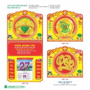 Lịch Treo Tường Lò Xo 2027 HBT Mẫu HBT153 (30 x 60cm) Xưởng In Ép Kim Nhũ Vàng Tận Gốc in logo doanh nghiệp quà tặng Tết tại Xưởng Quà Tặng Quang Vũ
