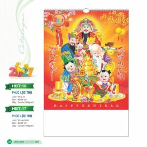 Lịch Treo Tường Lò Xo 2027 HBT Mẫu HBT17 - Phúc Lộc Thọ (40 x 60cm) Xưởng In Ép Kim Nhũ Vàng Tận Gốc in logo doanh nghiệp quà tặng Tết tại Xưởng Quà Tặng Quang Vũ