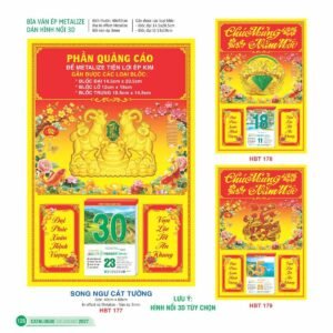 Lịch Bìa Treo 2027 HBT Mẫu HBT182 (15 x 19cm) Xưởng In Ép Kim Nhũ Vàng Tận Gốc in logo doanh nghiệp quà tặng Tết tại Xưởng Quà Tặng Quang Vũ