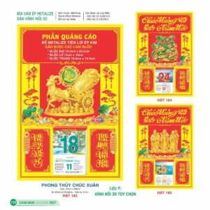 Lịch Bìa Treo 2027 HBT Mẫu HBT188 (15 x 19cm) Xưởng In Ép Kim Nhũ Vàng Tận Gốc in logo doanh nghiệp quà tặng Tết tại Xưởng Quà Tặng Quang Vũ