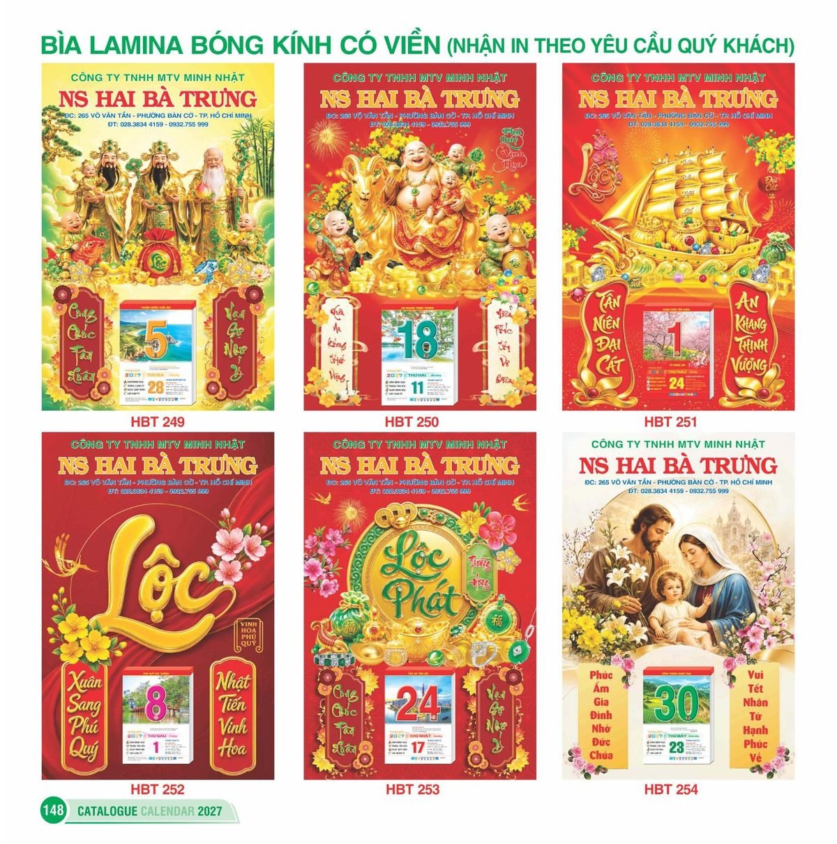 Lịch Bìa Treo 2027 HBT Mẫu HBT256 (48 x 78 cm) Xưởng In Ép Kim Nhũ Vàng Tận Gốc Lịch Bìa Treo 2027 HBT Mẫu HBT256 (48 x 78 cm) Xưởng In Ép Kim Nhũ Vàng Tận Gốc in logo doanh nghiệp quà tặng Tết tại Xưởng Quà Tặng Quang Vũ