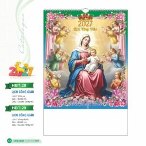 Lịch Treo Tường Lò Xo 2027 HBT Mẫu HBT28 (40 x 60cm) Xưởng In Ép Kim Nhũ Vàng Tận Gốc in logo doanh nghiệp quà tặng Tết tại Xưởng Quà Tặng Quang Vũ