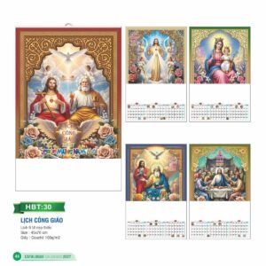 Lịch Treo Tường Nẹp Thiếc 2027 HBT Mẫu HBT31 (45 x 70cm) Xưởng In Ép Kim Nhũ Vàng Tận Gốc in logo doanh nghiệp quà tặng Tết tại Xưởng Quà Tặng Quang Vũ