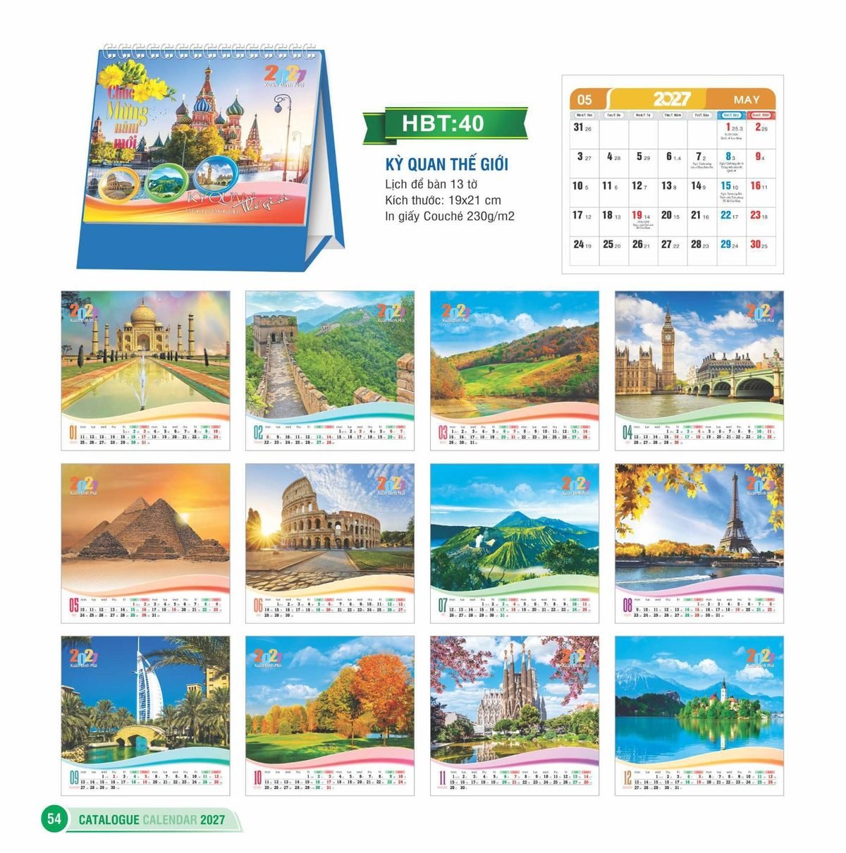 Lịch Để Bàn 2027 HBT Mẫu HBT40 (19 x 21cm) Xưởng In Ép Kim Nhũ Vàng Tận Gốc Lịch Để Bàn 2027 HBT Mẫu HBT40 (19 x 21cm) Xưởng In Ép Kim Nhũ Vàng Tận Gốc in logo doanh nghiệp quà tặng Tết tại Xưởng Quà Tặng Quang Vũ
