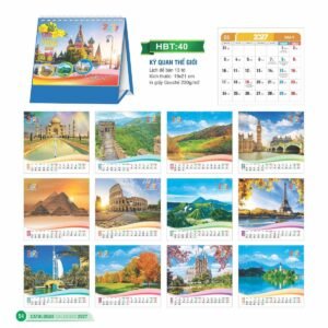 Lịch Để Bàn 2027 HBT Mẫu HBT41 (19 x 21cm) Xưởng In Ép Kim Nhũ Vàng Tận Gốc in logo doanh nghiệp quà tặng Tết tại Xưởng Quà Tặng Quang Vũ