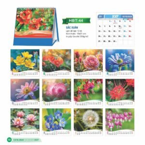 Lịch Để Bàn 2027 HBT Mẫu HBT44 (19 x 21cm) Xưởng In Ép Kim Nhũ Vàng Tận Gốc in logo doanh nghiệp quà tặng Tết tại Xưởng Quà Tặng Quang Vũ