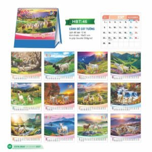 Lịch Để Bàn 2027 HBT Mẫu HBT47 (19 x 21cm) Xưởng In Ép Kim Nhũ Vàng Tận Gốc in logo doanh nghiệp quà tặng Tết tại Xưởng Quà Tặng Quang Vũ