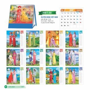 Lịch Để Bàn 2027 HBT Mẫu HBT51 (19 x 21cm) Xưởng In Ép Kim Nhũ Vàng Tận Gốc in logo doanh nghiệp quà tặng Tết tại Xưởng Quà Tặng Quang Vũ
