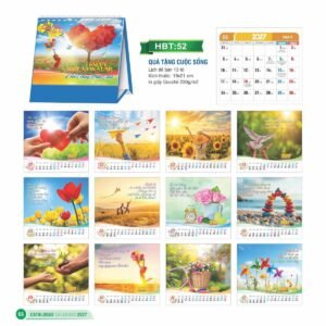 Lịch Để Bàn 2027 HBT Mẫu HBT52 (19 x 21cm) Xưởng In Ép Kim Nhũ Vàng Tận Gốc in logo doanh nghiệp quà tặng Tết tại Xưởng Quà Tặng Quang Vũ