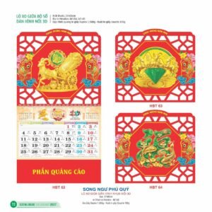 Lịch Treo Tường Lò Xo 2027 HBT Mẫu HBT66 (37 x 68cm) Xưởng In Ép Kim Nhũ Vàng Tận Gốc in logo doanh nghiệp quà tặng Tết tại Xưởng Quà Tặng Quang Vũ