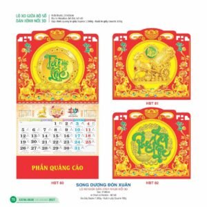 Lịch Treo Tường Lò Xo 2027 HBT Mẫu HBT84 (17  x  18 cm) Xưởng In Ép Kim Nhũ Vàng Tận Gốc in logo doanh nghiệp quà tặng Tết tại Xưởng Quà Tặng Quang Vũ