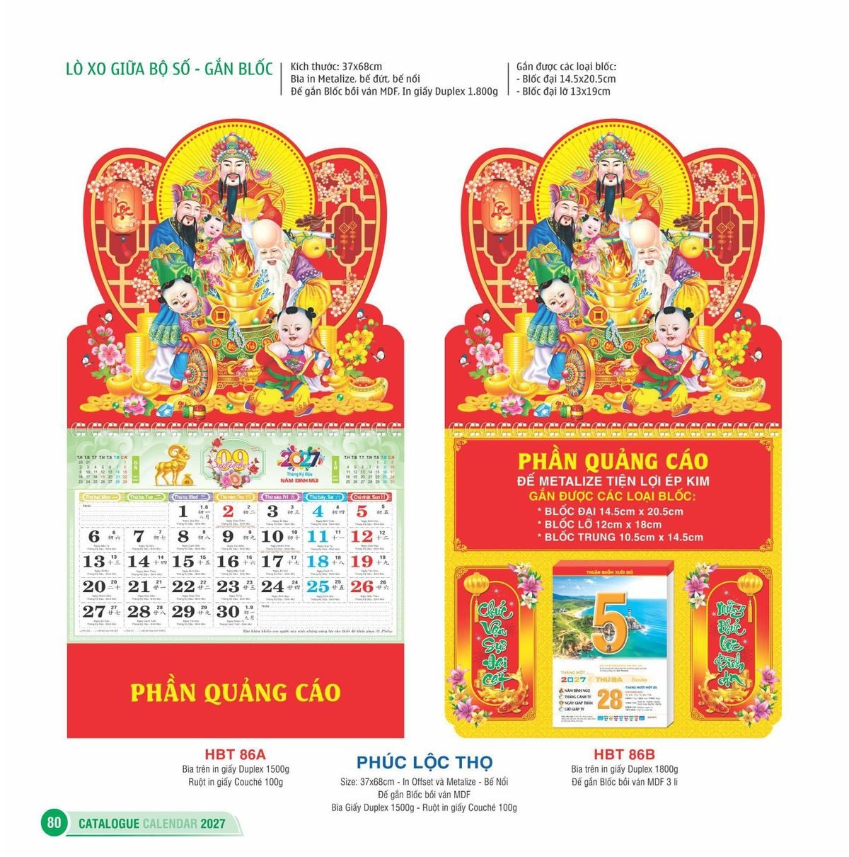 Lịch Treo Tường Lò Xo 2027 HBT Mẫu HBT86A (37 x 68cm) Xưởng In Ép Kim Nhũ Vàng Tận Gốc Lịch Treo Tường Lò Xo 2027 HBT Mẫu HBT86A (37 x 68cm) Xưởng In Ép Kim Nhũ Vàng Tận Gốc in logo doanh nghiệp quà tặng Tết tại Xưởng Quà Tặng Quang Vũ