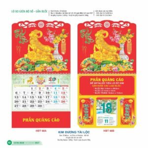 Lịch Treo Tường Lò Xo 2027 HBT Mẫu HBT99A (13 x 19cm) Xưởng In Ép Kim Nhũ Vàng Tận Gốc in logo doanh nghiệp quà tặng Tết tại Xưởng Quà Tặng Quang Vũ