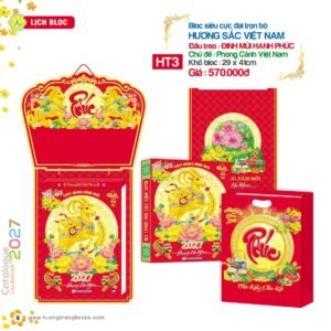 Lịch Bloc Cực Đại 2027 HT Mẫu HT3 - Hương Sắc Việt Nam (29 x 41cm) Xưởng In Ép Kim Nhũ Vàng Tận Gốc in logo doanh nghiệp quà tặng Tết tại Xưởng Quà Tặng Quang Vũ