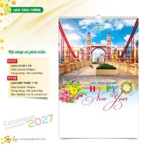 Lịch Treo Tường 2027 HT Mẫu HT37 (40 x 60cm) Xưởng In Ép Kim Nhũ Vàng Tận Gốc in logo doanh nghiệp quà tặng Tết tại Xưởng Quà Tặng Quang Vũ