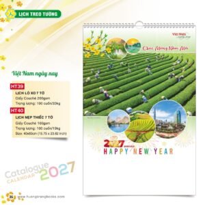 Lịch Treo Tường 2027 HT Mẫu HT39 (40 x 60cm) Xưởng In Ép Kim Nhũ Vàng Tận Gốc in logo doanh nghiệp quà tặng Tết tại Xưởng Quà Tặng Quang Vũ