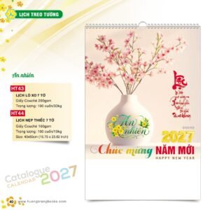 Lịch Treo Tường 2027 HT Mẫu HT43 (40 x 60cm) Xưởng In Ép Kim Nhũ Vàng Tận Gốc in logo doanh nghiệp quà tặng Tết tại Xưởng Quà Tặng Quang Vũ