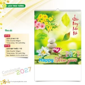 Lịch Treo Tường 2027 HT Mẫu HT45 (40 x 60cm) Xưởng In Ép Kim Nhũ Vàng Tận Gốc in logo doanh nghiệp quà tặng Tết tại Xưởng Quà Tặng Quang Vũ