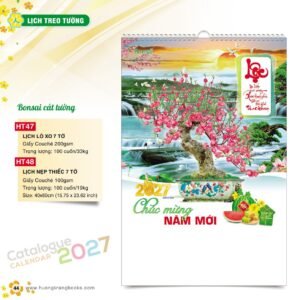 Lịch Treo Tường 2027 HT Mẫu HT47 (40 x 60cm) Xưởng In Ép Kim Nhũ Vàng Tận Gốc in logo doanh nghiệp quà tặng Tết tại Xưởng Quà Tặng Quang Vũ