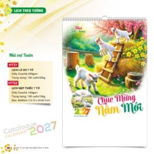 Lịch Treo Tường 2027 HT Mẫu HT51 (40 x 60cm) Xưởng In Ép Kim Nhũ Vàng Tận Gốc in logo doanh nghiệp quà tặng Tết tại Xưởng Quà Tặng Quang Vũ