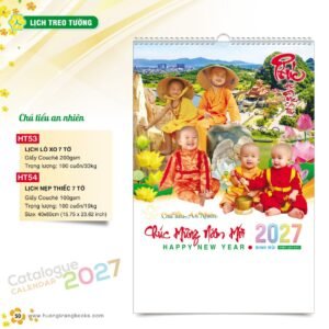 Lịch Treo Tường 2027 HT Mẫu HT53 (40 x 60cm) Xưởng In Ép Kim Nhũ Vàng Tận Gốc in logo doanh nghiệp quà tặng Tết tại Xưởng Quà Tặng Quang Vũ