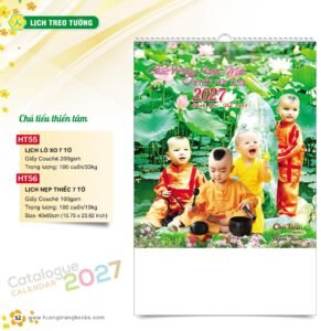 Lịch Bloc 2027 HT Mẫu HT55 (29 x 41 cm) Xưởng In Ép Kim Nhũ Vàng Tận Gốc in logo doanh nghiệp quà tặng Tết tại Xưởng Quà Tặng Quang Vũ
