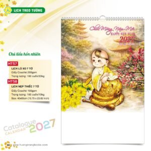 Lịch Treo Tường 2027 HT Mẫu HT57 (40 x 60cm) Xưởng In Ép Kim Nhũ Vàng Tận Gốc in logo doanh nghiệp quà tặng Tết tại Xưởng Quà Tặng Quang Vũ