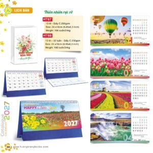 Lịch Để Bàn 2027 HT Mẫu HT67 (24 x 16cm) Xưởng In Ép Kim Nhũ Vàng Tận Gốc in logo doanh nghiệp quà tặng Tết tại Xưởng Quà Tặng Quang Vũ