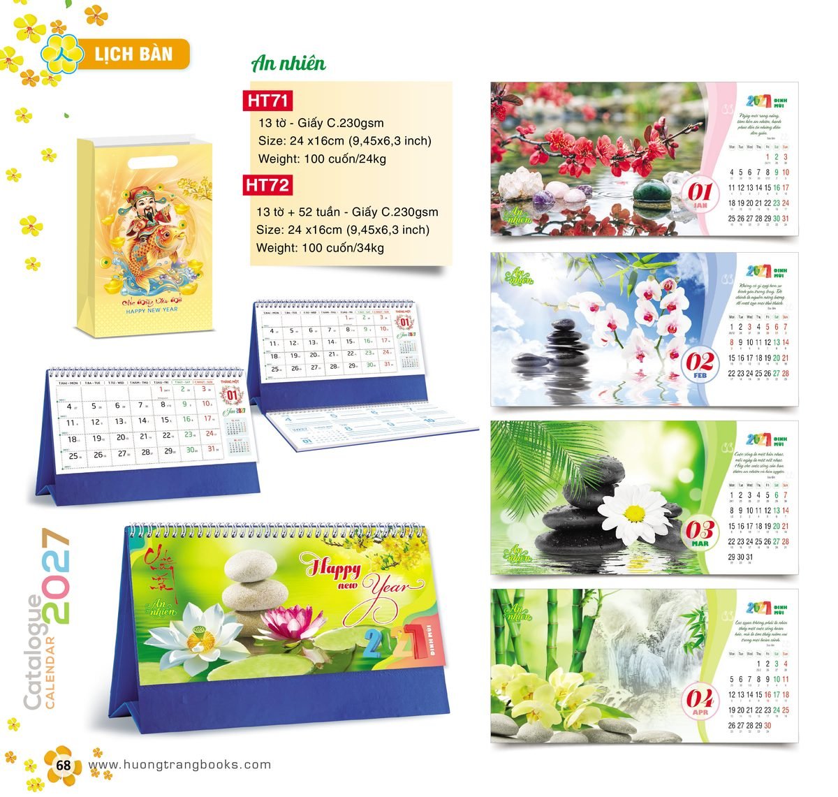 Lịch Để Bàn 2027 HT Mẫu HT71 (24 x 16cm) Xưởng In Ép Kim Nhũ Vàng Tận Gốc Lịch Để Bàn 2027 HT Mẫu HT71 (24 x 16cm) Xưởng In Ép Kim Nhũ Vàng Tận Gốc in logo doanh nghiệp quà tặng Tết tại Xưởng Quà Tặng Quang Vũ