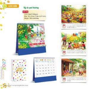 Lịch Để Bàn 2027 HT Mẫu HT76 (18 x 21cm) Xưởng In Ép Kim Nhũ Vàng Tận Gốc in logo doanh nghiệp quà tặng Tết tại Xưởng Quà Tặng Quang Vũ