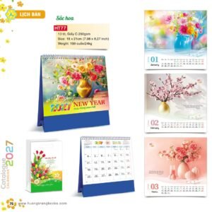 Lịch Để Bàn 2027 HT Mẫu HT77 (18 x 21cm) Xưởng In Ép Kim Nhũ Vàng Tận Gốc in logo doanh nghiệp quà tặng Tết tại Xưởng Quà Tặng Quang Vũ