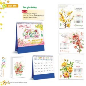 Lịch Để Bàn 2027 HT Mẫu HT78 (18 x 21cm) Xưởng In Ép Kim Nhũ Vàng Tận Gốc in logo doanh nghiệp quà tặng Tết tại Xưởng Quà Tặng Quang Vũ