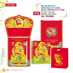 Lịch Bloc Siêu Đại 2027 HT Mẫu HT8 (20 x 30cm) Xưởng In Ép Kim Nhũ Vàng Tận Gốc in logo doanh nghiệp quà tặng Tết tại Xưởng Quà Tặng Quang Vũ